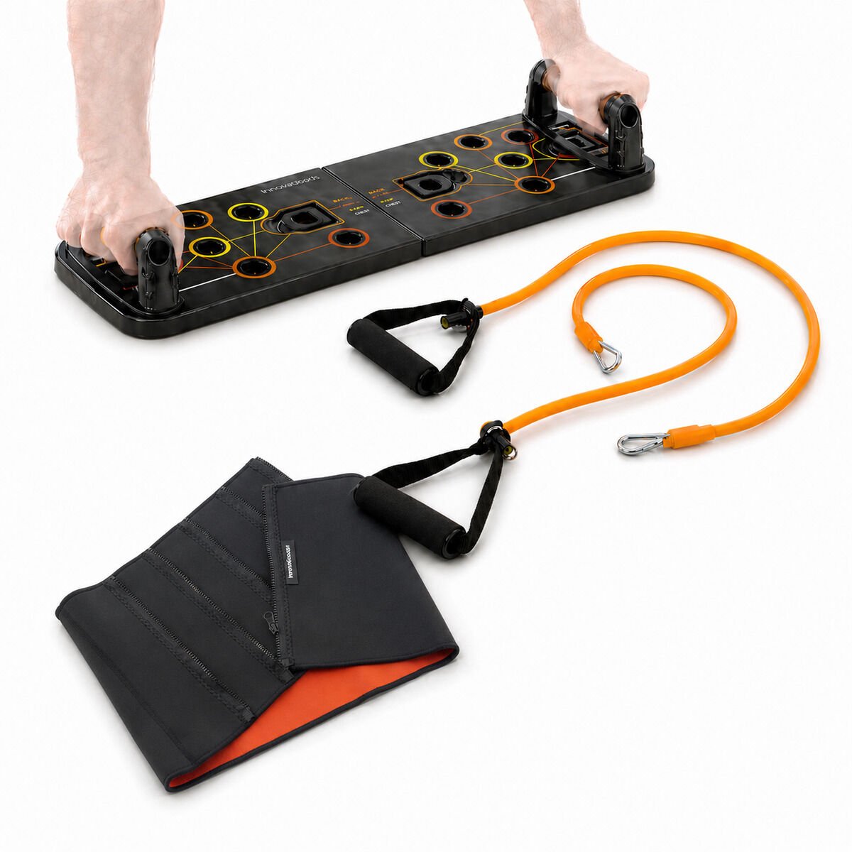 Set Push-Up plank met weerstandsbanden, sport sauna gordel en trainingsgids InnovaGoods