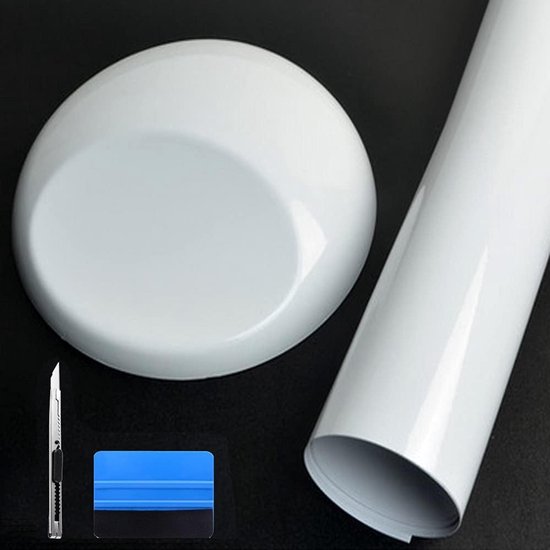 Film vinyle blanc brillant autocollant avec évacuation de l'air - Convient pour l'extérieur et les voitures