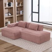 REDOM 3-Zits Bank + Sofa - Compact ontwerp met pocketveren - Moderne bank voor woonkamer of kantoor - Slijtvaste polyester bekleding - Babyroze - 235 x 129 x 70 cm