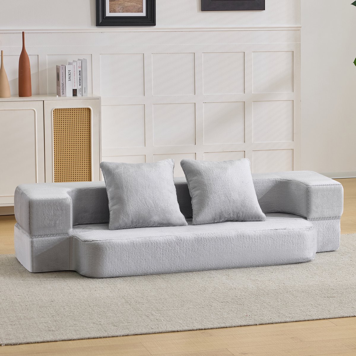 REDOM Opklapbare 2-zits 2-in-1 Slaapbank - Modern voor woonkamer of slaapkamer - Schuim - Lichtgrijs - 190 x 52 x 48 cm