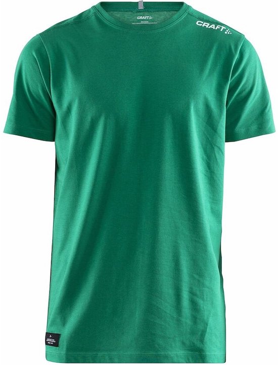 T-shirt vert Craft pour homme, à col rond et manches courtes. Le logo Craft est sur l'épaule gauche.