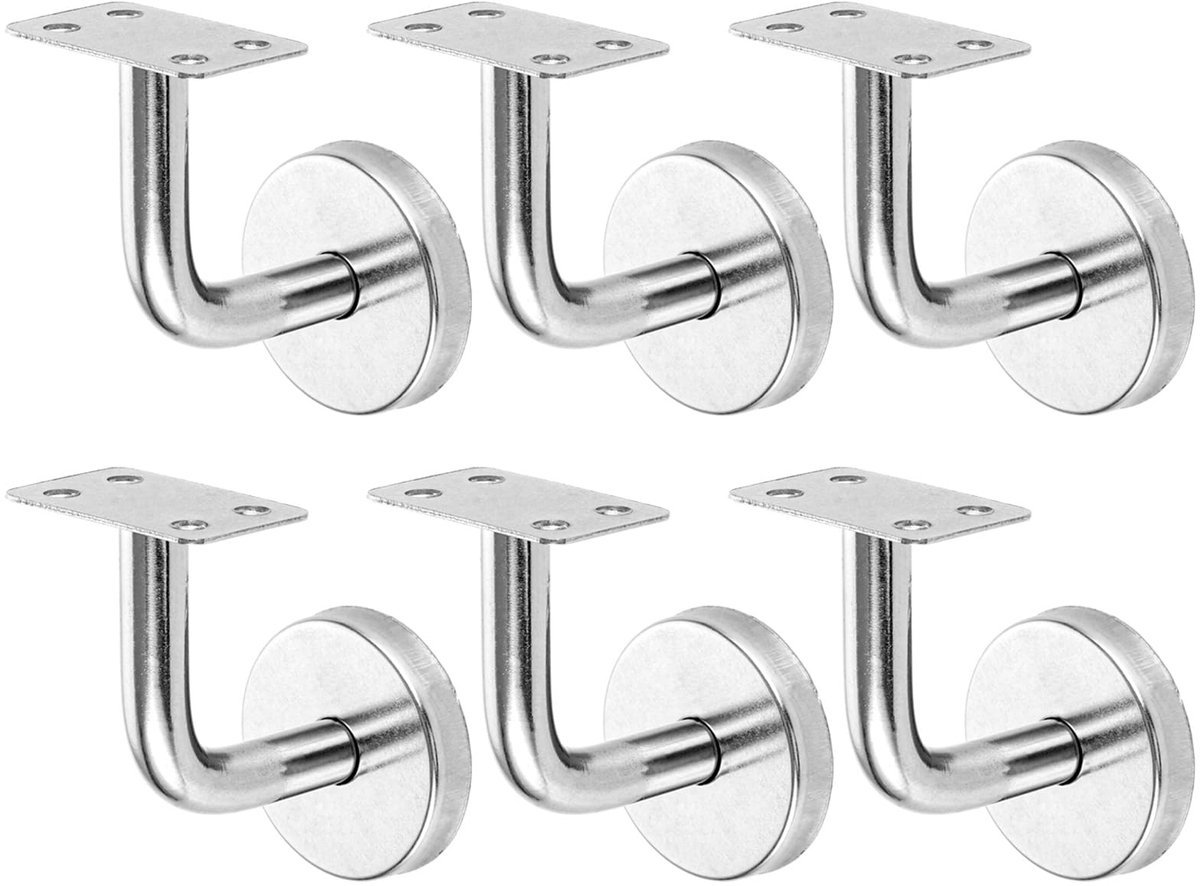 carmdering - Handlaufhalter - Lelijksteun Bevestiging - Muurbeugel - Robuuste RVS Constructie - Universele Compatibiliteit - Roestvrijstaal A2 304 - Vierkante 60x60mm Vorm - Voor Binnen En Buiten Gebruik - Set Van 6 Stuks