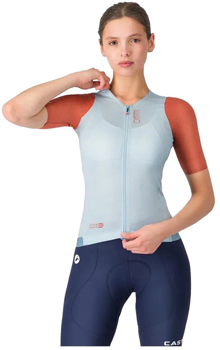 Castelli Corretto Korte Mouw Wielertrui Blauw S Vrouw