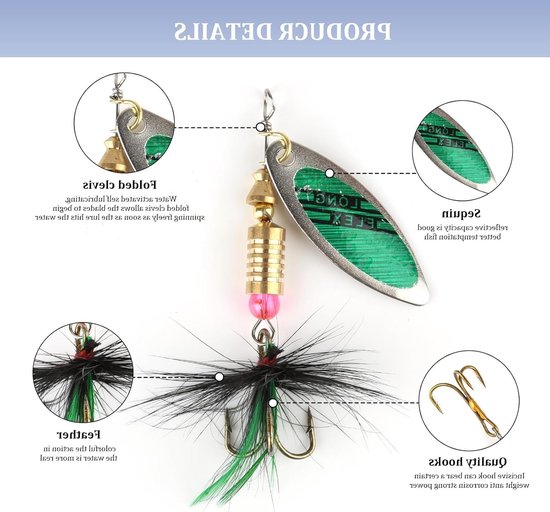 Complete Set van 12 Blinkers en Spinner Loodjes voor Vissen, Geschikt voor Forel, Snoek en Baars met Opbergdoos van Merkloos — afbeelding 3