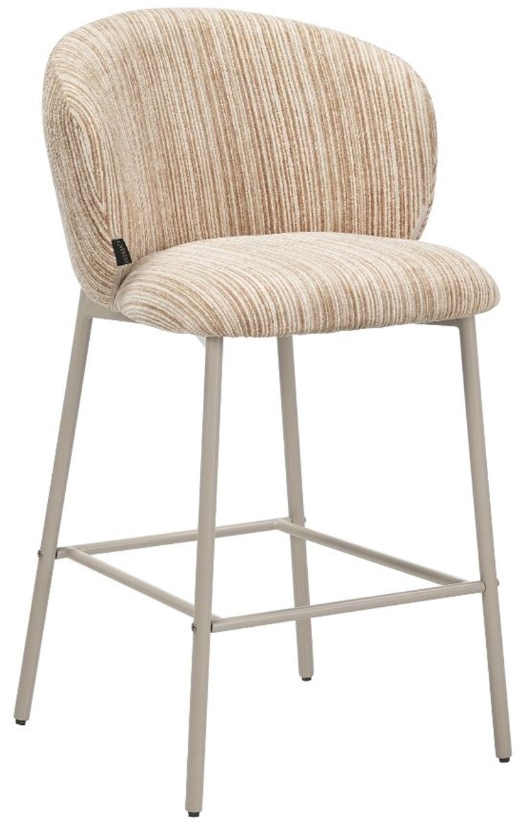 Bronx71 Barkruk Milo chenille beige/taupe 70 cm - barstoel Taupe, Beige