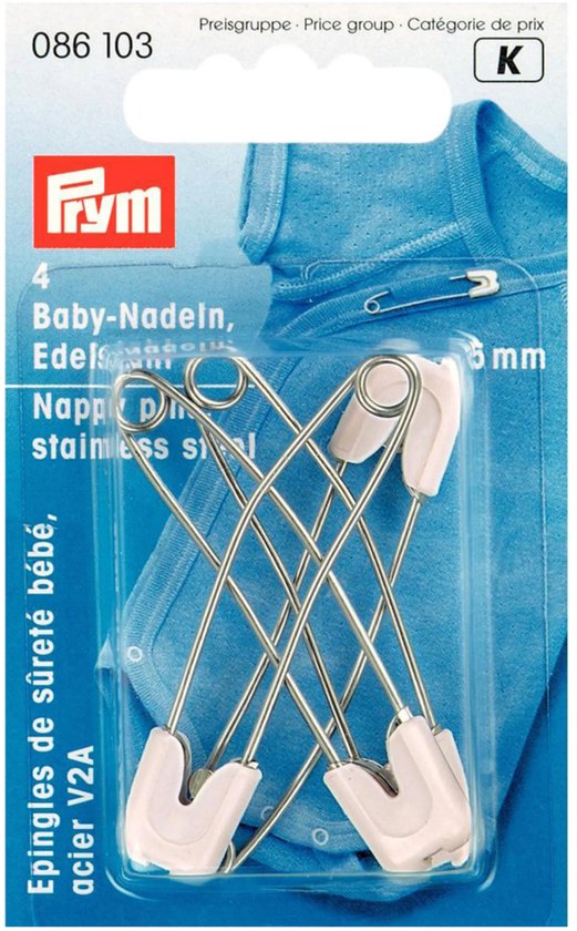 Prym Veiligheidsspelden witte kap Baby 55mm Op Kaartje