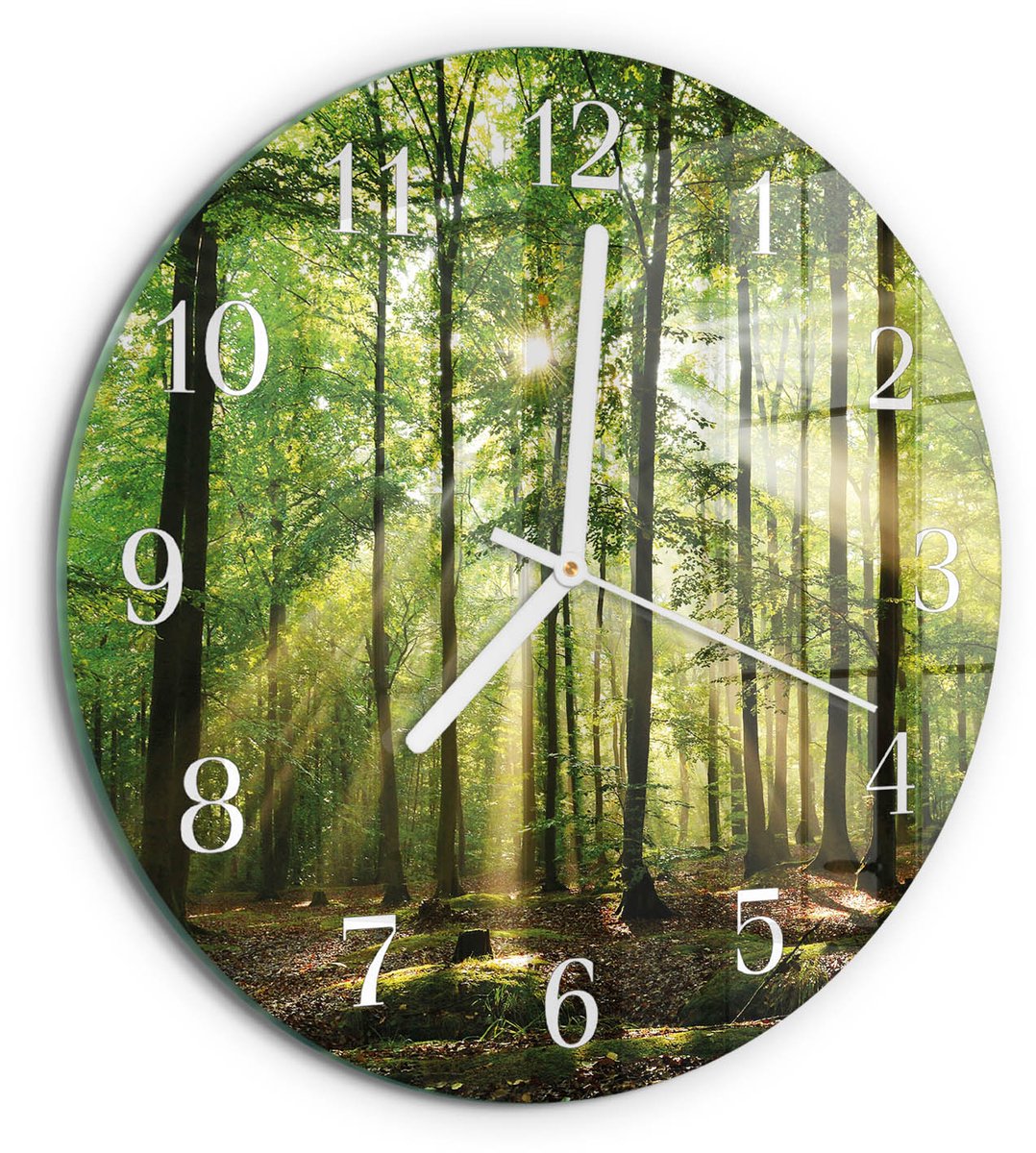 TULUP Wandklok - Bosnatuur Klok Glas Met Opdruk - 30fi cm - Groente Moderne Wandklok Glas - Witte Handen - Ronde Wandklok - Wandklok Glas Met Motief - Decoratieve Glazen Klok Groente - Bosnatuur