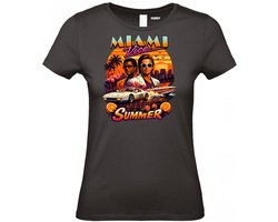 Dames t-shirt Miami Vice Summer Orange | Toppers in Concert 2026 | The Summer Is Magic | Foute Party Shirt | zwart (Dames) | maat L