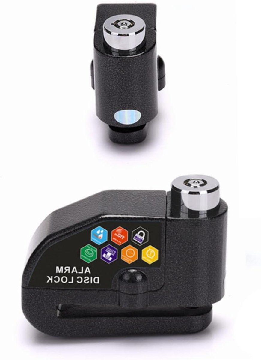 Motorfiets Wielslot - Schijfrem slot - Voertuig Beveiliging - 110 dB Alarm - 7mm Pin - Zwart