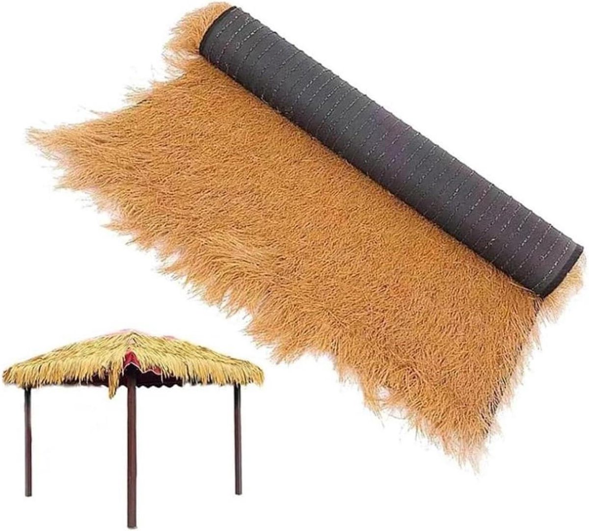 Kunstmatige stro rol - Rieten dak decoratie - Tropische sfeer creëren - Duurzaam PE materiaal - 0.5x3m - Geelbruin