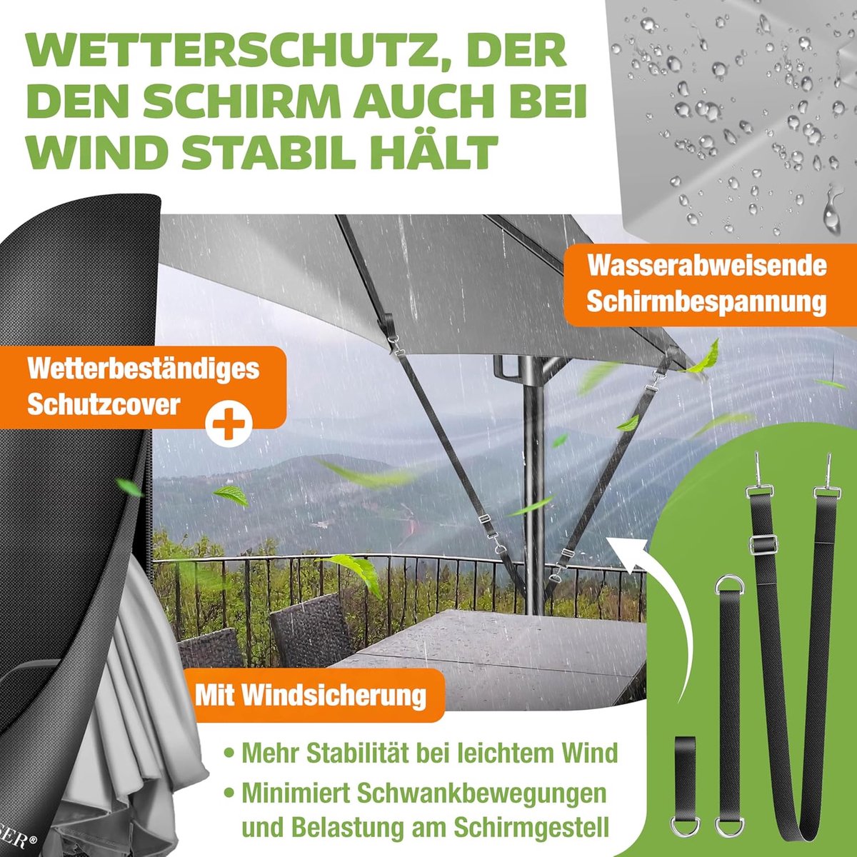 Zweefparasol Aluminium - Terrasparasol Tuinparasol - Zomerse Beschutting - Verstelbare Kantelhoek - 350cm Diameter - Lichtgrijs – foto 3