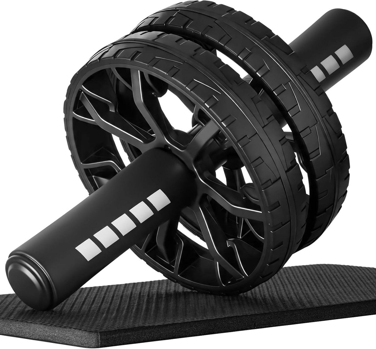 Ab Roller Wheel - Buikspier Trainer - Thuis Krachttraining - Dubbele Stabiliteitswielen - 29.97 cm - Zwart