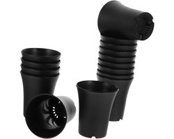 Kunststof Plantenpotten - Kweekpotten Set - Planten Binnen Buiten - Hoge Taille Ontwerp - 15 Stuks - Zwart
