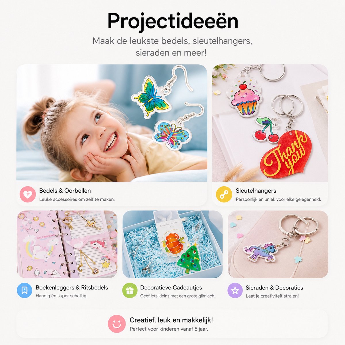 BOTC Krimpfolie set - 200-delig - Knutselen Krimpie Dimpie - Sieraden en sleutelhangers maken - Inclusief attributen en handleiding — afbeelding 4