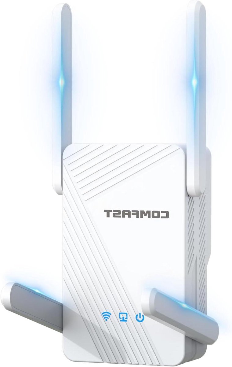 Wifi Versterker - Wifi Repeater - Netwerk Uitbreiden - WiFi7 3600Mbps Snelheid - 4x 5dBi Antennes - Wit