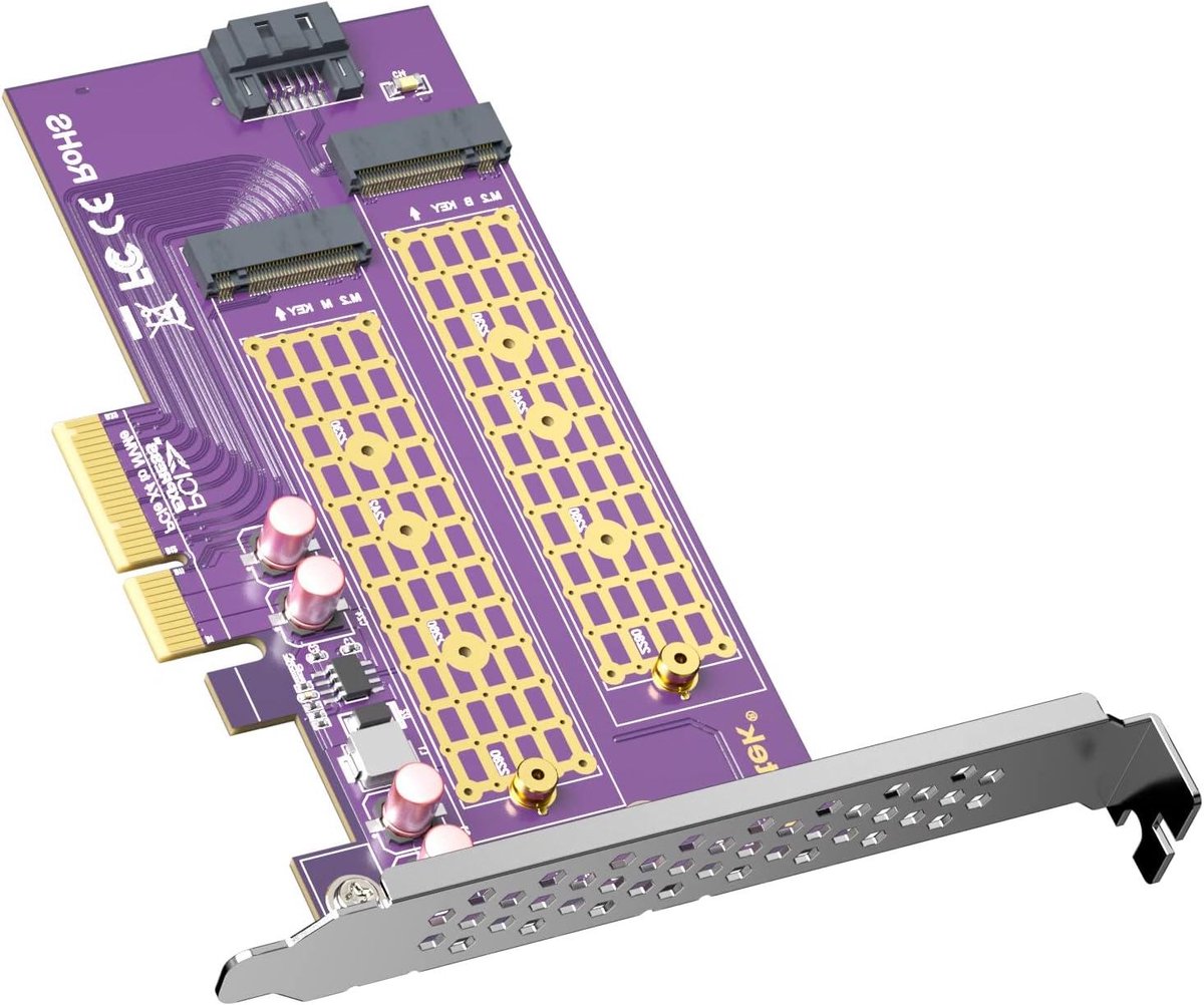 M.2 Adapterkaart - NVMe SATA - Opslag Uitbreiden - Dubbele SSD Ondersteuning - PCIe X4 - Groen