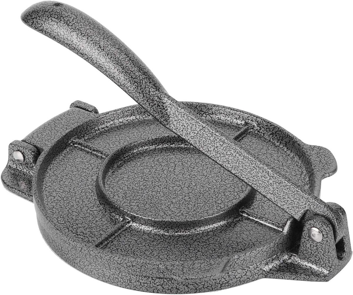 Gietijzeren Tortilla Pers - Persgereedschap Koekjes - Zelf Tortillas Maken - Antikleef Oppervlak - 6.5 Inch - Zwart