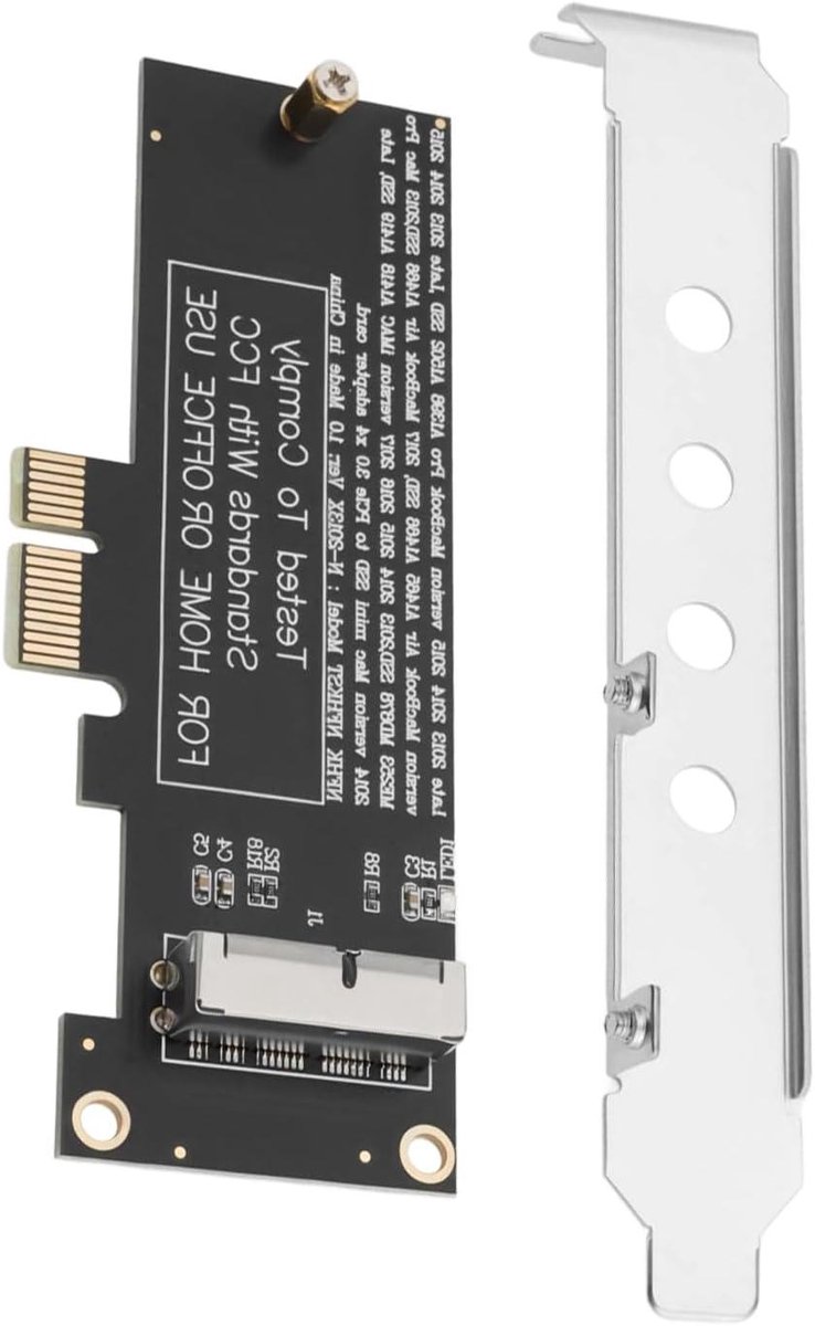 SSD Conversiekaart - Adapterkaart - Opslag Uitbreiden - PCI-E 1X Interface - 12+16 Pins - Zwart