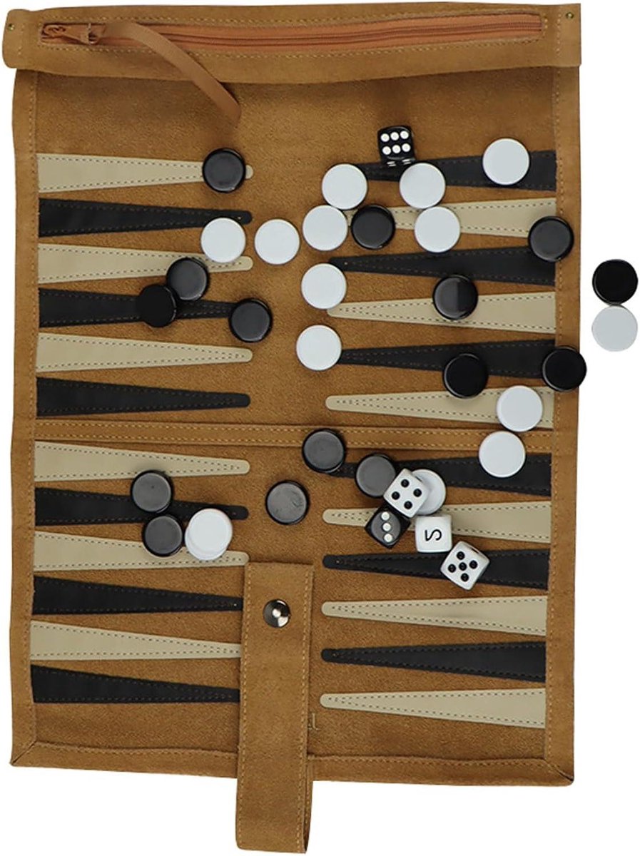 Draagbare Strategieset - Klassieke Reistafelset - Strategie Spel - Opvouwbaar PU-leer - 34 x 26 cm - Schaakbord