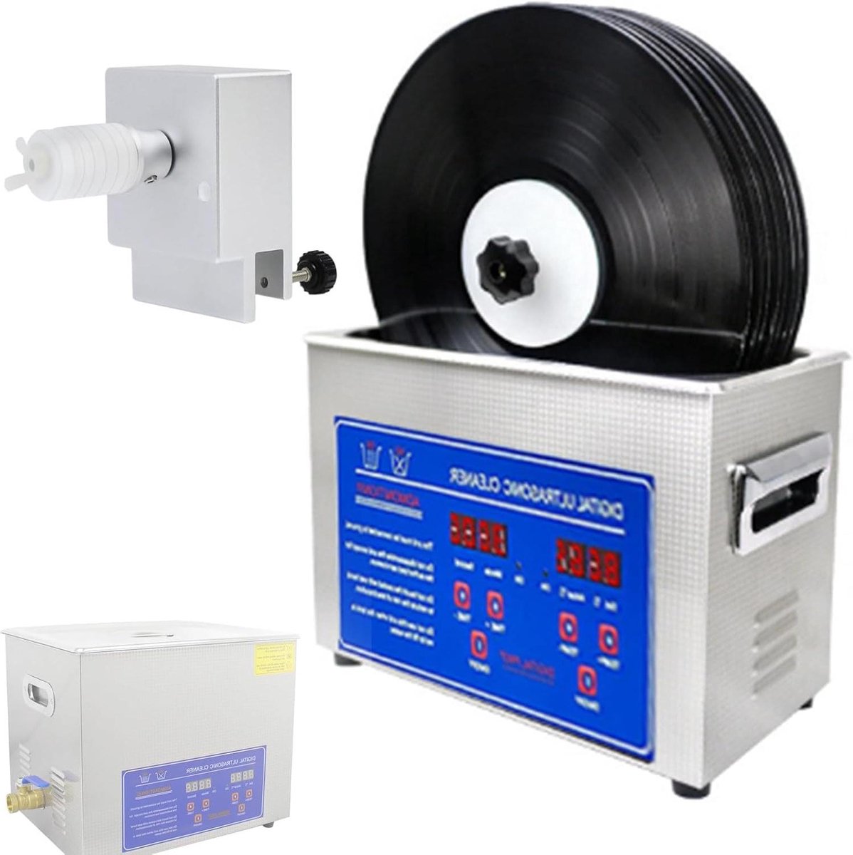 Platenreiniger - Vinyl reiniger - Platen schoonmaken - Ultrasone dieptereiniging - 6.5L tank - Zilver