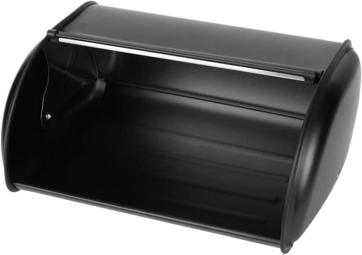 Broodtrommel RVS - Broodbak Opberger - Brood Vers Houden - Grote Capaciteit - 34cm Lengte - Zwart