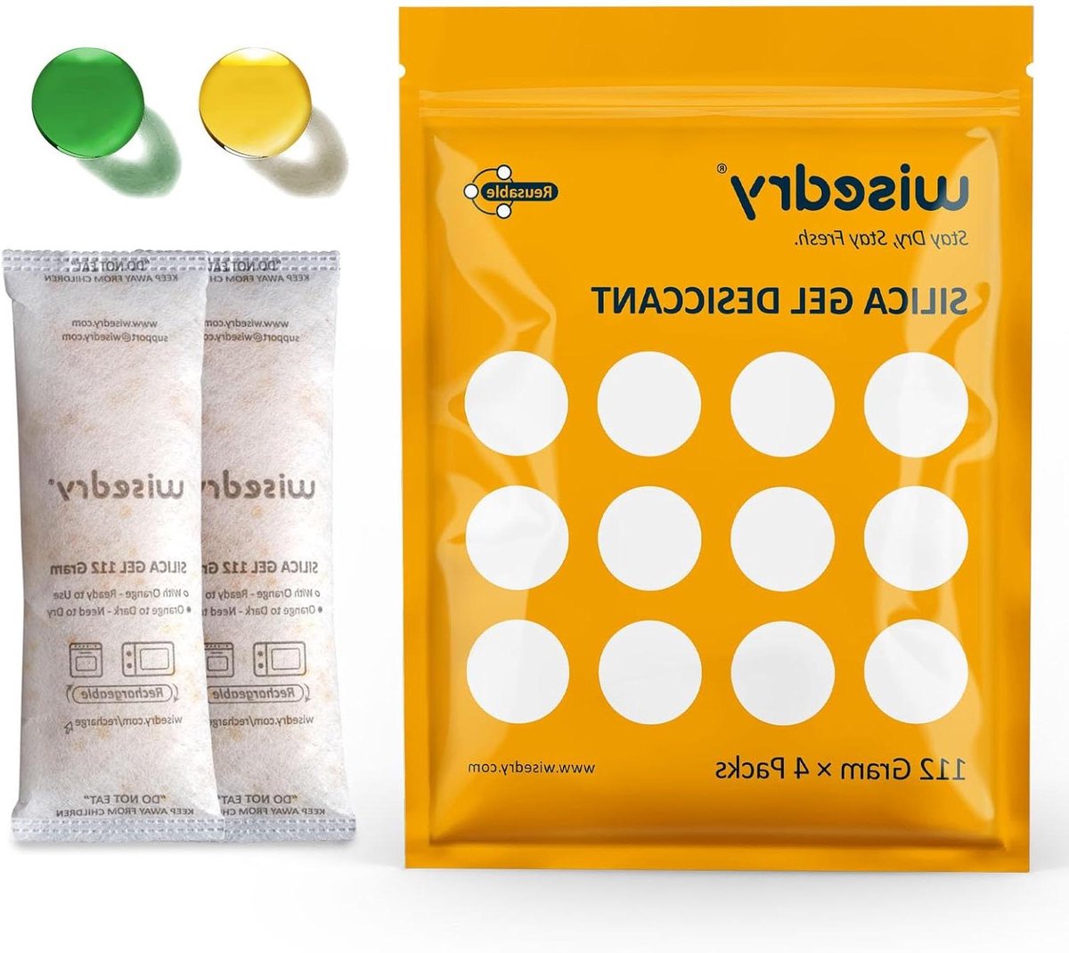 Droogmiddel Pakketten - Vochtvreters - Bescherming Tegen Vocht - Indicatieve Kralen - 112 Gram Per Stuk - Wit