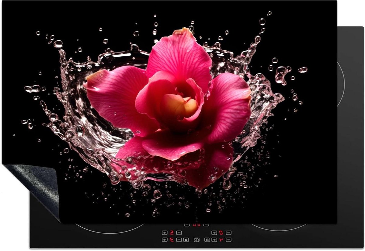Inductie Beschermer - Kookplaat Afdekplaat - Keuken Decoratie - Unieke Foto Print - 78x52 cm - Roze Bloemen