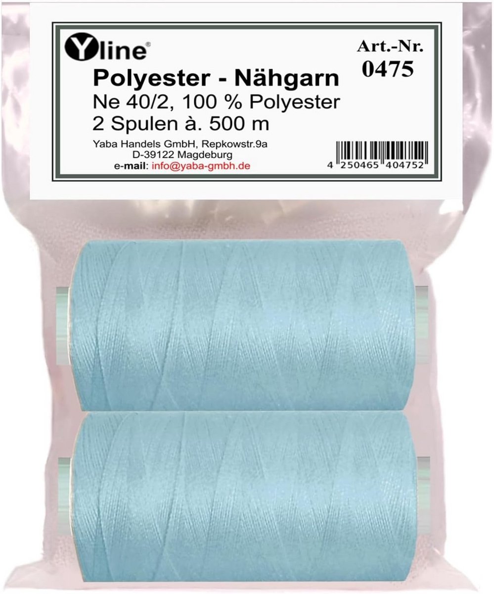 Set van 2 Klosjes Lichtblauwe Polyester Naaigaren voor Naaimachine - Sterk en Kleurecht