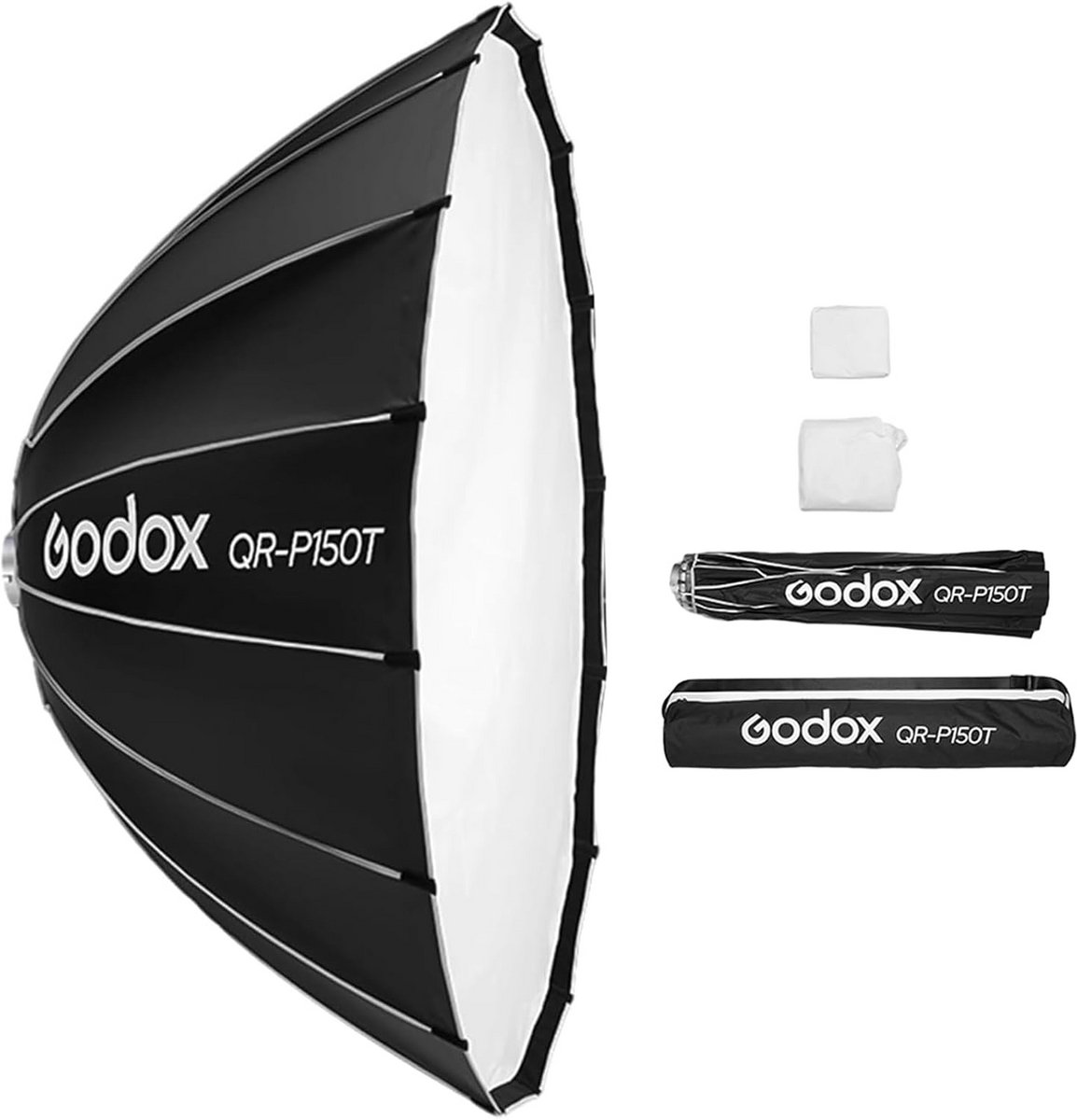 Grote Parabolische Softbox 150 cm Snelmontage met Bowens Bevestiging en Diffusers
