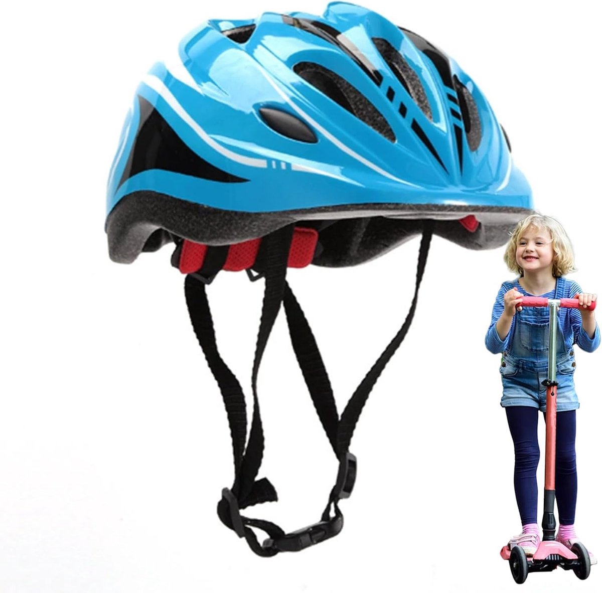 Fietshelmen Kinderen - Sporthelm Peuters - Veilig Sporten - Verstelbare Pasvorm - 52-58 cm hoofdomtrek - Blauw