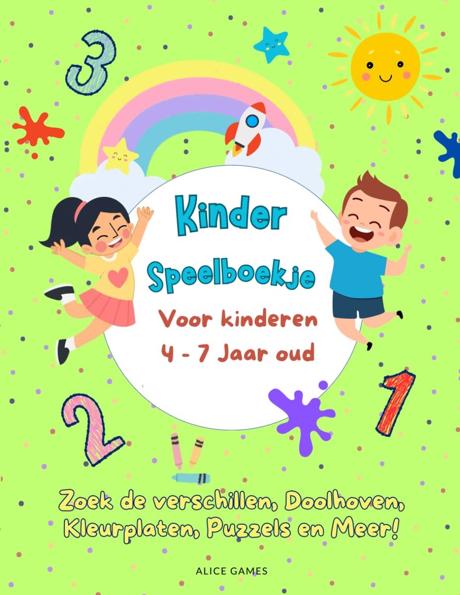 Kinder Speelboek - Activiteitenboek - Leren en Puzzelen - 72 Pagina's - A4 Formaat - Gekleurd