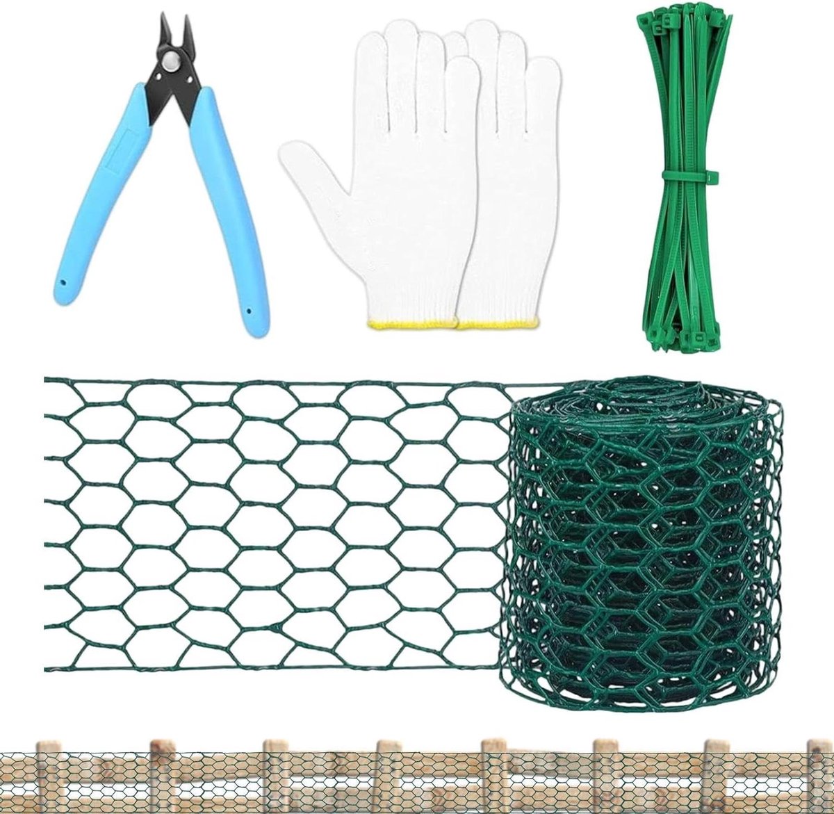 Kippengaas Omheining - Beschermnet Metaal - Tuin Afscheiden - Inclusief Gereedschap - 13 x