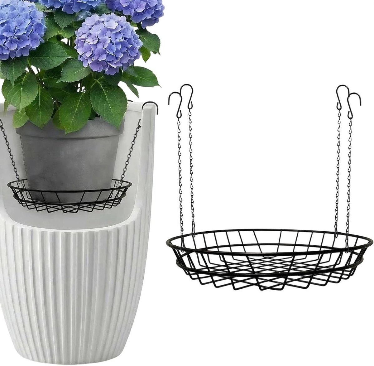 Plantenverhoger - Pot Verhoger - Planten Decoratie - Verstelbaar Systeem - 25x20.5cm Mand - Zwart
