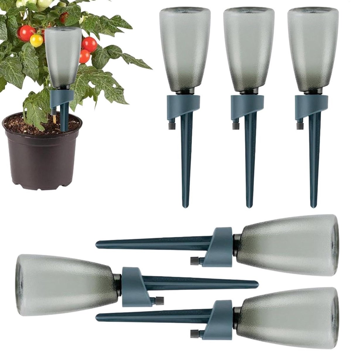 Planten Watergeef Spikes - Zelfbewatering Systeem - Planten Verzorgen - Regelbaar Waterdebiet - 6 Stuks - Groen