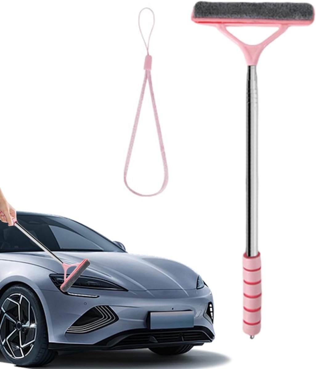 Auto ruitenreiniger - Glasborstel - Streeploos reinigen - Uitschuifbare steel - Tot 103 cm - Roze