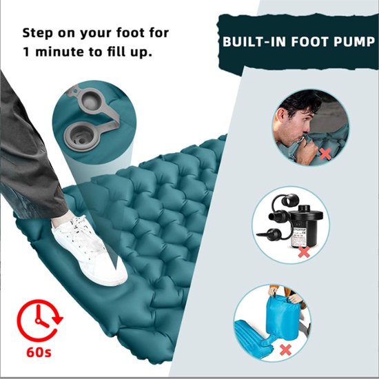 Opblaasbare Slaapmat - Kampeer Matras - Backpacken Wandelen - Ergonomisch Ontwerp - 30x16x7 cm van Merkloos — afbeelding 2