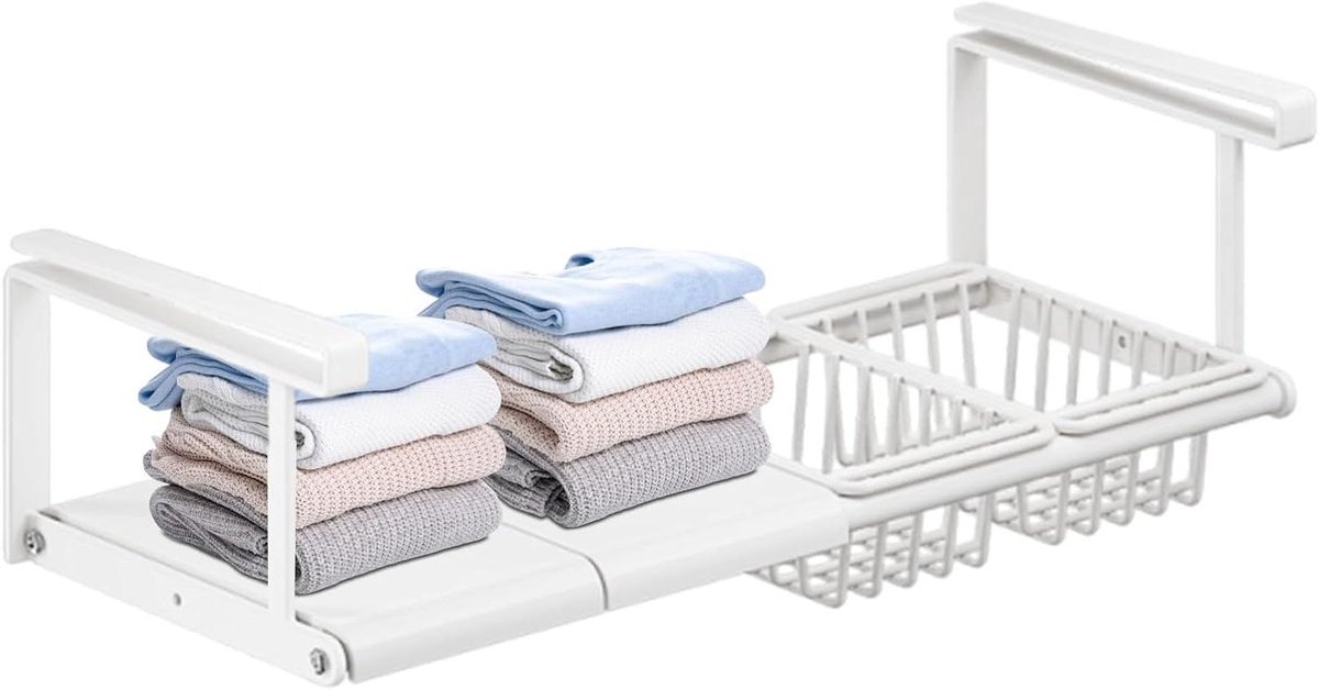 Onderkast Mand - Opbergmand Kast - Ruimte Besparen - Intrekbaar Ontwerp - 50x26x18 cm - Wit
