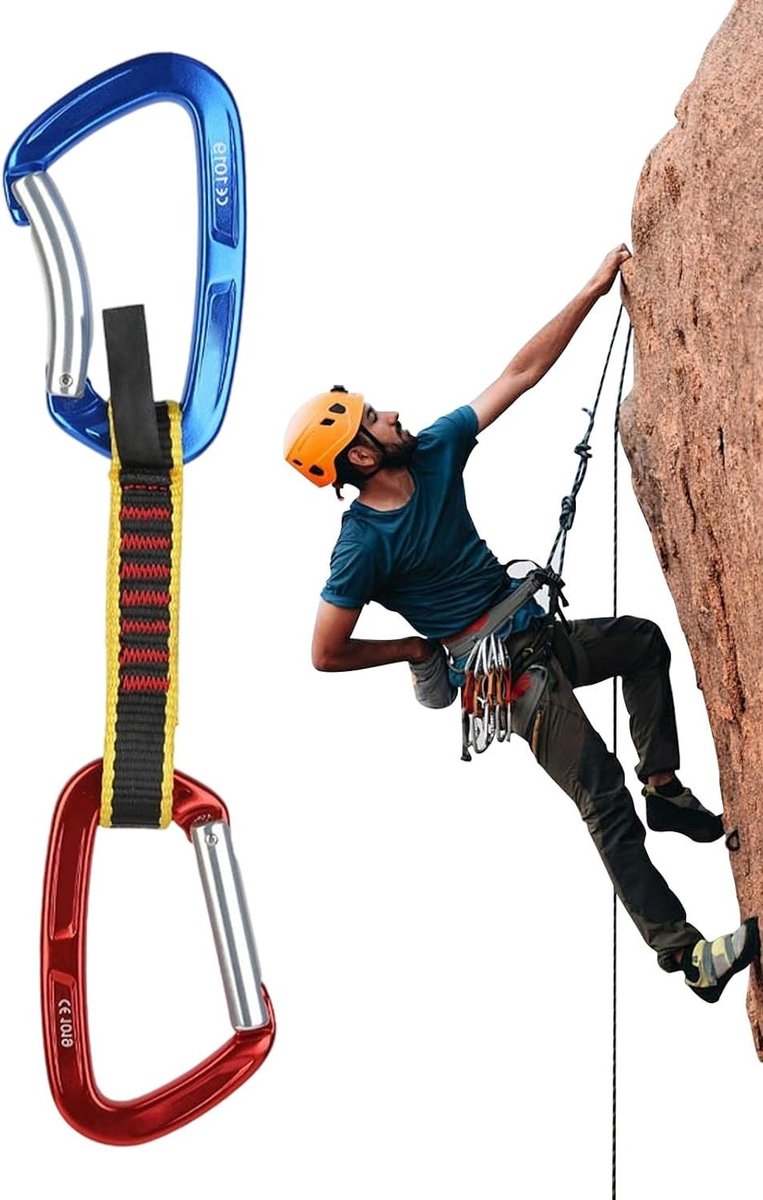 Snelle Trekker Karabiners - Klimmen Accessoires - Buiten Avontuur - Dubbele Trekkracht Garantie - 25KN 8KN - Zwart