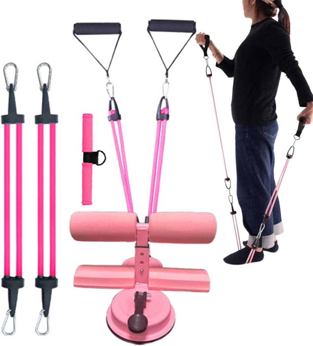 Situps Voethouder - Trainingsassistent - Kerntraining Thuis - Verstelbare Weerstand - 27 x 14.5 x 13 cm - Roze