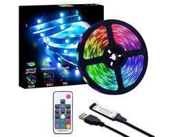 Verlichting voor TV en Monitor met 20 Kleuren en 22 Dynamische Modi, USB Aangedreven LED Strip met RF Afstandsbediening voor een Betoverende Kijkervaring