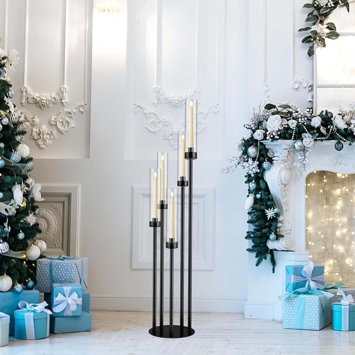 Vloerkandelaar - Kaarsenstandaard - Feestelijke Decoratie - 5-armig Ontwerp - 425 inch - Goud