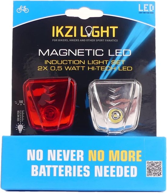 Fietsverlichting Set - Inductie Verlichting - Veilig Fietsen - Zelfstroom Opwekking - 0.5W - Rood Wit — afbeelding 2