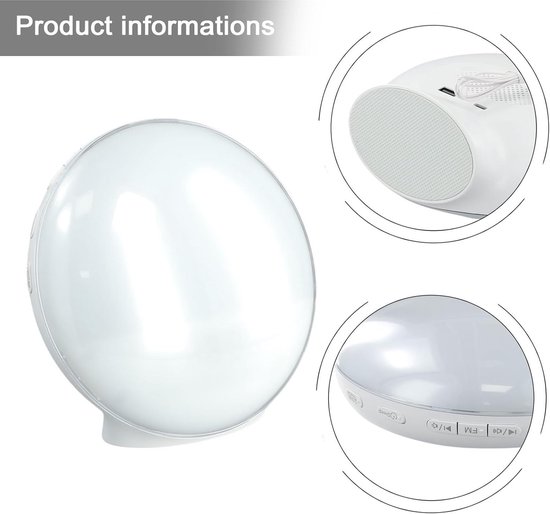 Wake Up Light - Natuurlijkewekker Digitale Klok - Rustig Ontwaken - Simuleert Zonsopgang Zonsondergang - 18x18x9 cm - Wit van Wake-up Light — afbeelding 4