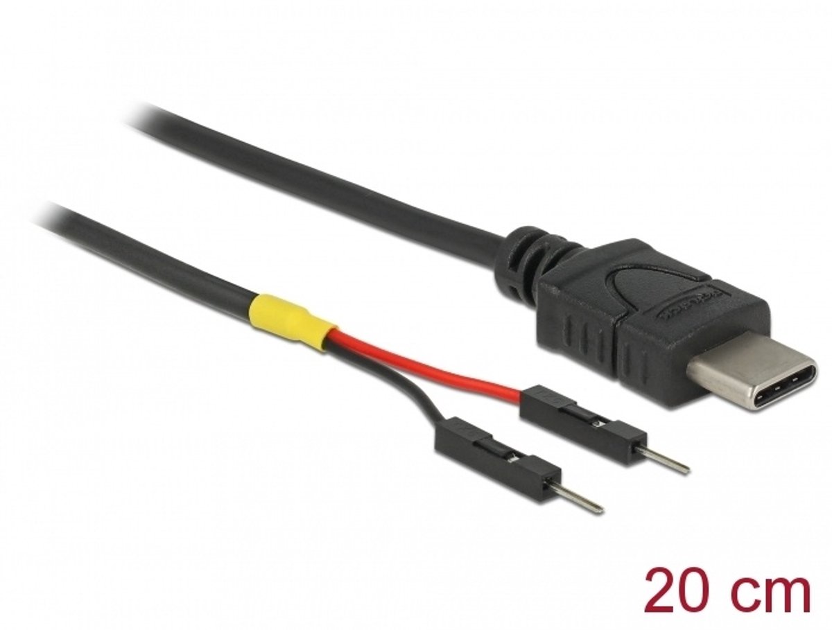 USB-voedingskabel Type-C tot 2 x Pin header Mannelijk afzonderlijk vermogen 20 cm