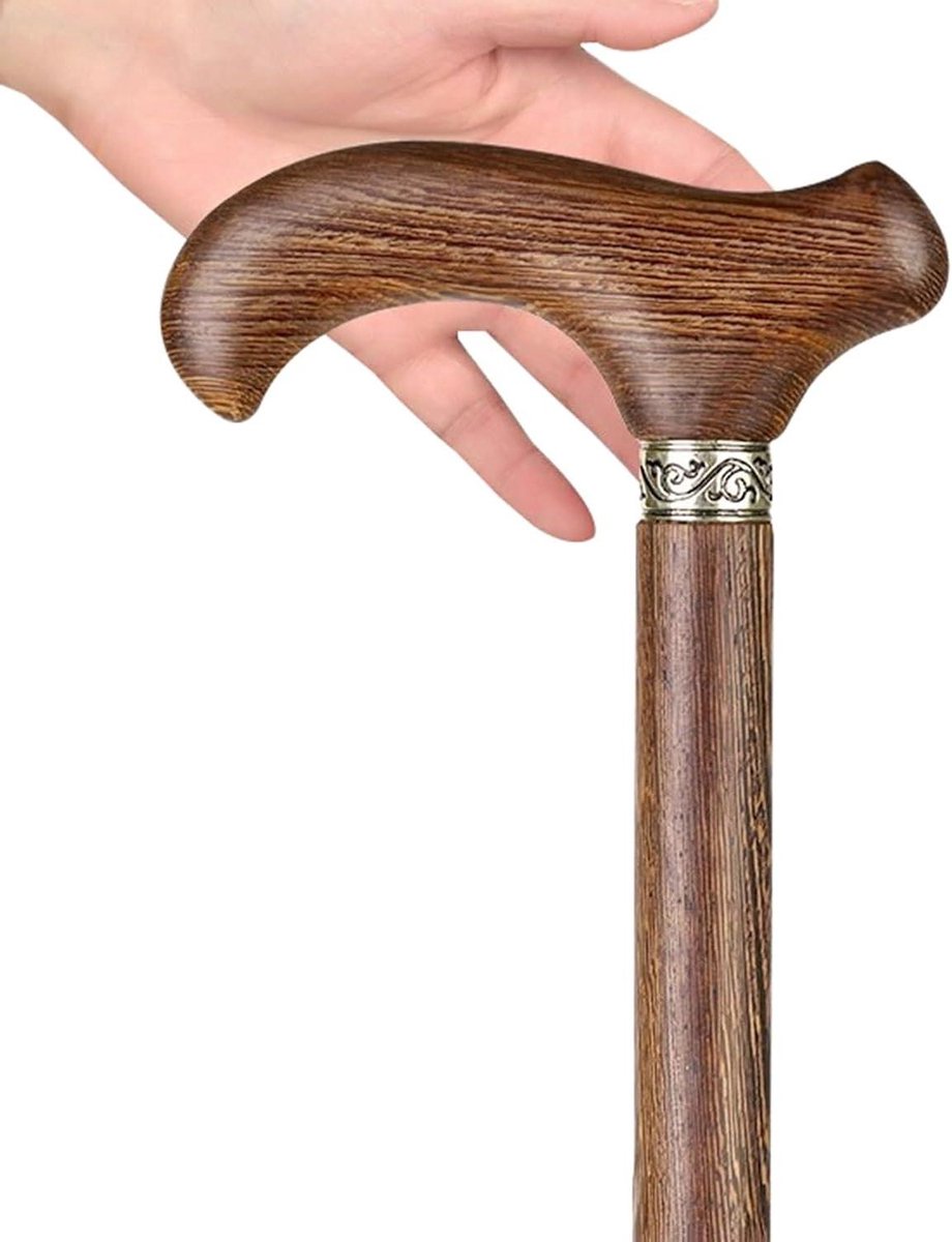 Wandelstok Hout - Stevige Stok - Ondersteuning Dagelijks - Ergonomische Grip - 85 cm - Bruin