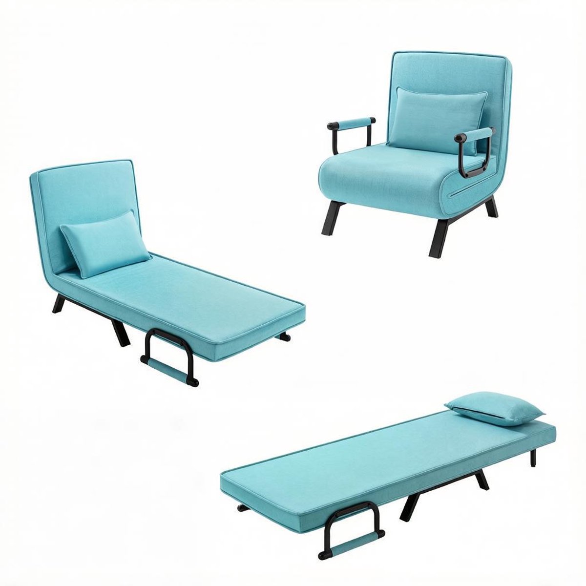 Slaapstoel - 69x190 cm - Inklapbare Slaapbank - Zetelbed – Slaapfauteuil 1 Persoon - Blauw