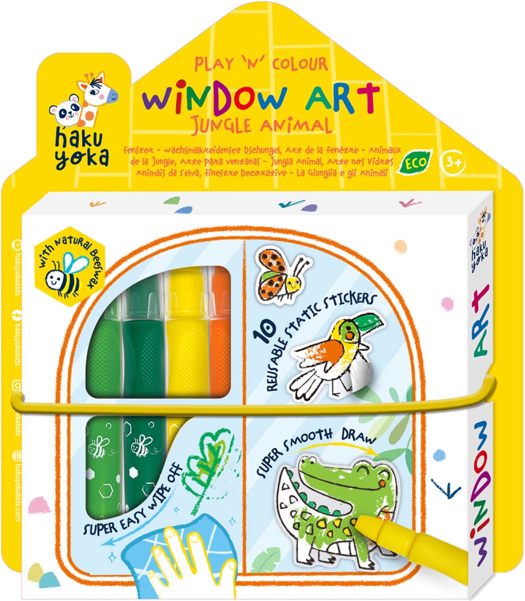 HAKU YOKA Window Art - Wilde dieren - makkelijk verwijderbaar - met 10 herbruikbare stickers - 3+