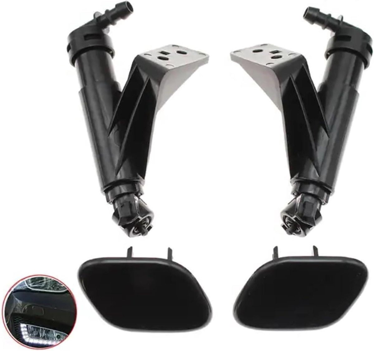 Koplamp Was Spuit - Was Pomp - Ruit Reinigen - Duurzaam ABS Plastic - Set - Zwart