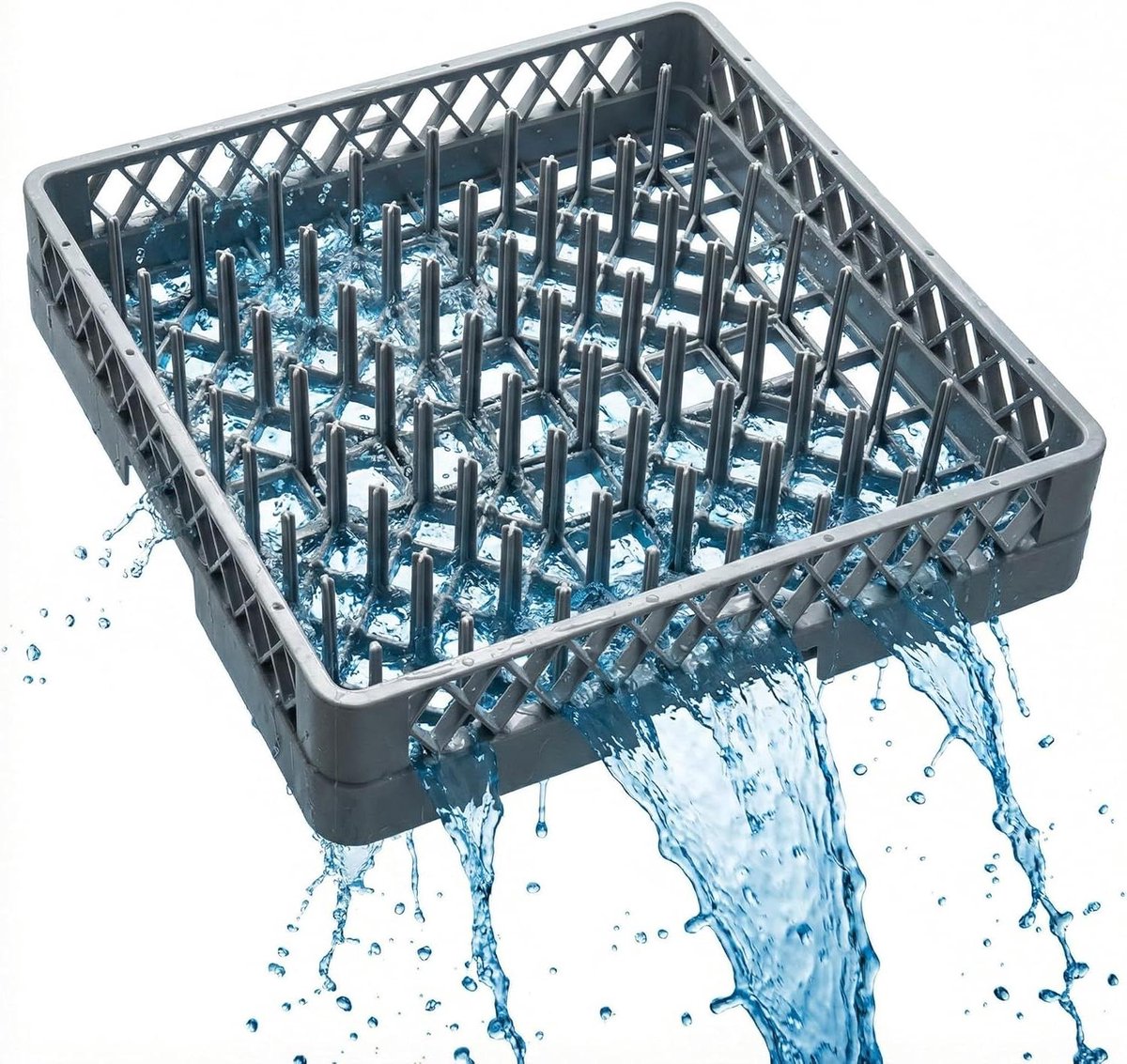 Afwasmand - Vaatwasser mand - Professioneel afwassen - 64 stabiliserende vingers - 50 x 50 cm - Grijs