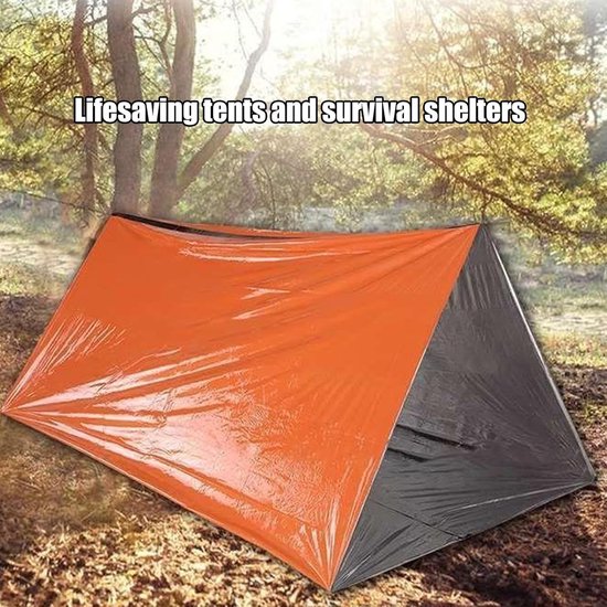 Survivaltent - Noodtent - Buitenbescherming - Warmtebehoud - 1 Persoon - Oranje — afbeelding 2